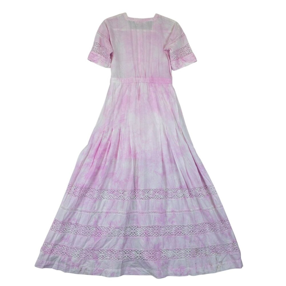 LoveShackFancy Dress Womens Small Pink Tie Dye Lace Button Front Maxi Boho - Picture 2 of 16